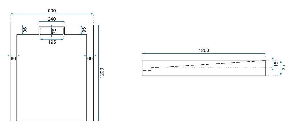 Піддон для душової кабіни REA GRAND REA-K4594 90x120x3.5см прямокутний акриловий із сифоном чорний