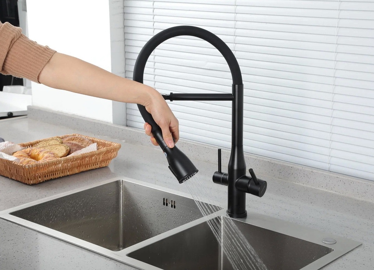Змішувач для кухні із краном для фільтрованої води GAPPO чорний нержавіюча сталь G4399-76