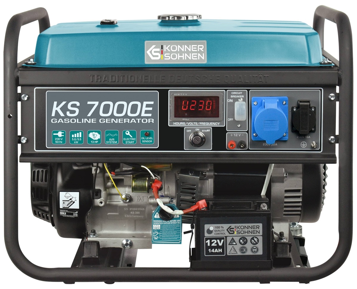 Генератор бензиновий Konner&Sohnen KS 7000E, 230В, 5.5кВт, електростартер, 76.2кг