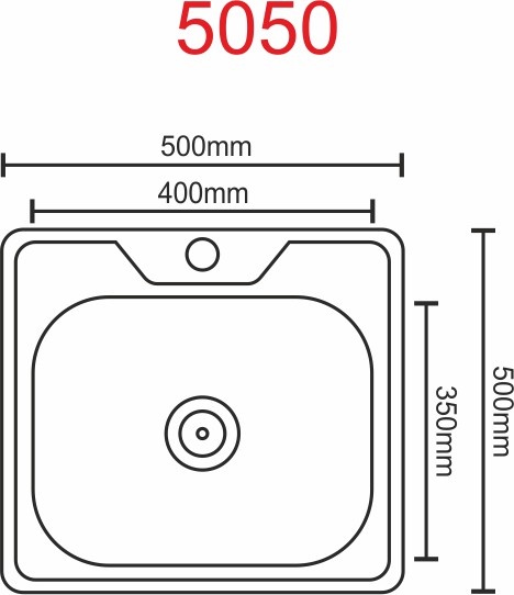 Мийка для кухні із нержавіючої сталі квадратна накладна PLATINUM 5050 500x500x160мм глянцева 0.7мм із сифоном PLS-A291