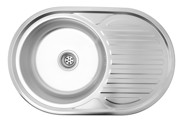 Мийка для кухні із нержавіючої сталі овальна KRONER KRP 770x500x160мм мікротекстура 0.6мм із сифоном CV022783