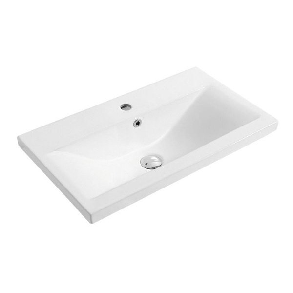 Умивальник врізний для ванної на стільницю 810мм x 395мм VOLLE білий прямокутна 13-01-803