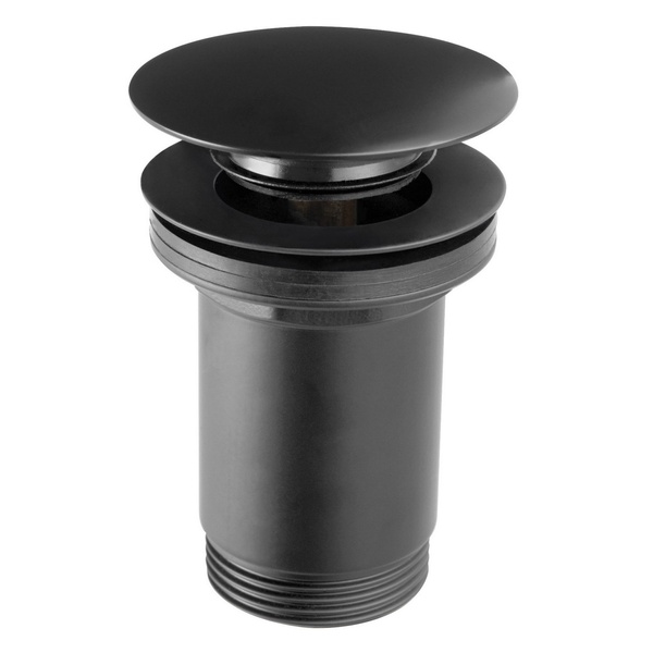 Донный клапан нажимной для раковины FERRO с переливом латунь 1 1/4" матовый черный S285-BL-B