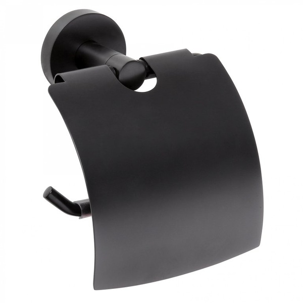 Тримач для туалетного паперу із кришкою BEMETA Dark округлий металевий чорний 104112010
