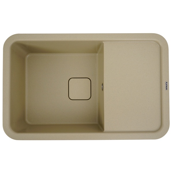 Мийка для кухні гранітна прямокутна PLATINUM 7850 CUBE 775x505x180мм без сифону бежева PLS-A27546