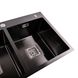 Мийка для кухні із нержавіючої сталі прямокутна PLATINUM Handmade PVD HDB 780x480x230мм глянцева 1мм чорна на дві чаші із сифоном PLS-A36123 3 з 7