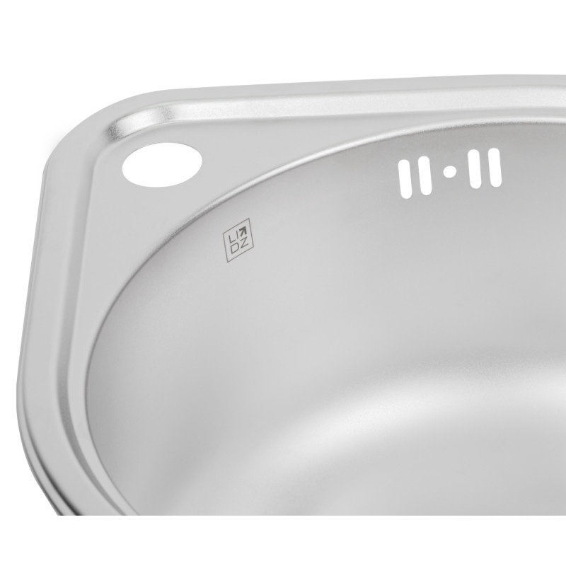 Кухонна мийка сталева кругла LIDZ 450мм x 390мм матова 0.8мм із сифоном LIDZ4539SAT8
