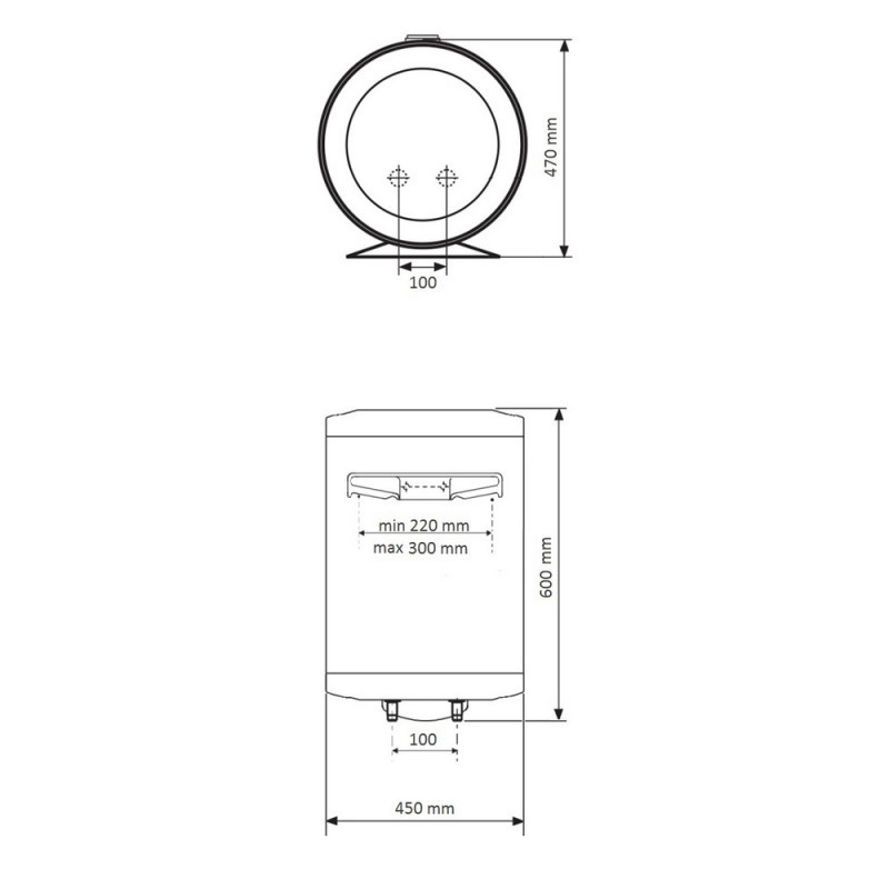 Бойлер електричний вертикальний 80л PROMOTEC PROMOTEC мокрий тен 1.5кВт 600x450x470мм GCVOL804415D07TR