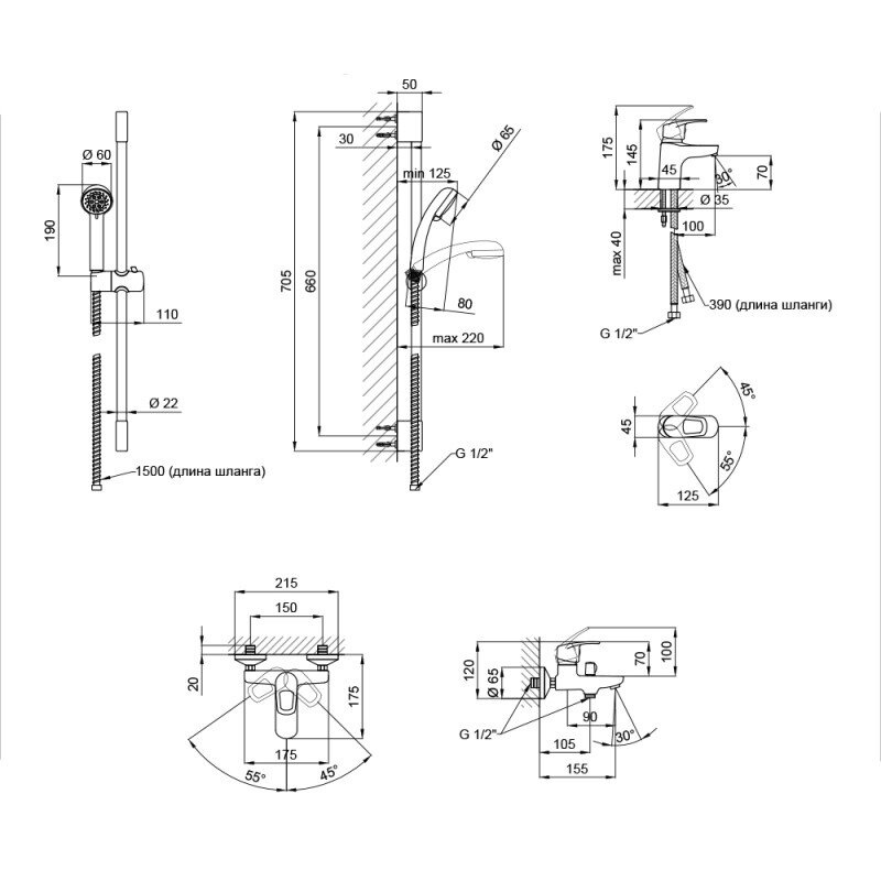 Комплект змішувачів для ванни Q-TAP Set хром латунь QTSETCRM35411
