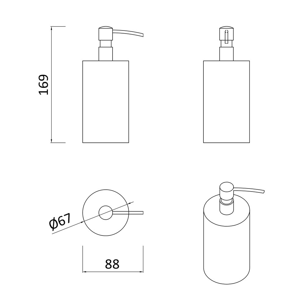 Дозатор для жидкого мыла ROZZY JENORI WARSAW RJAC022-02NI настольный на 300мл округлый пластиковый хром