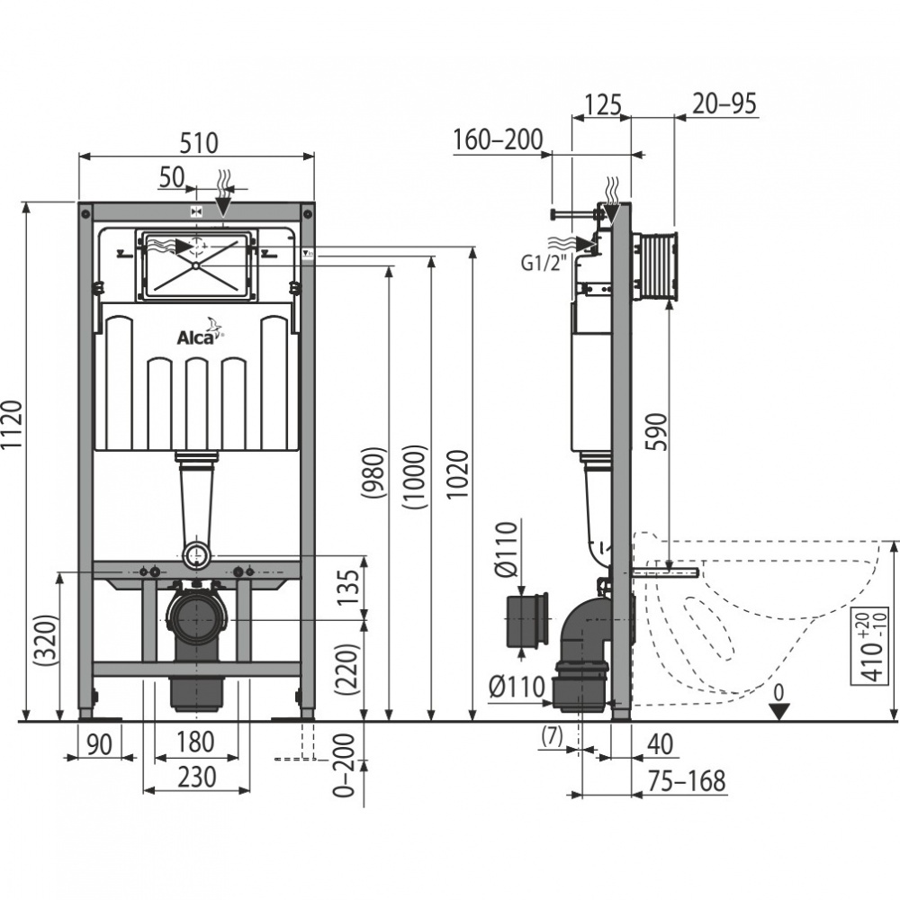 Система інсталяції для унітазу ALCAPLAST Sadromodul AM101/1120-001