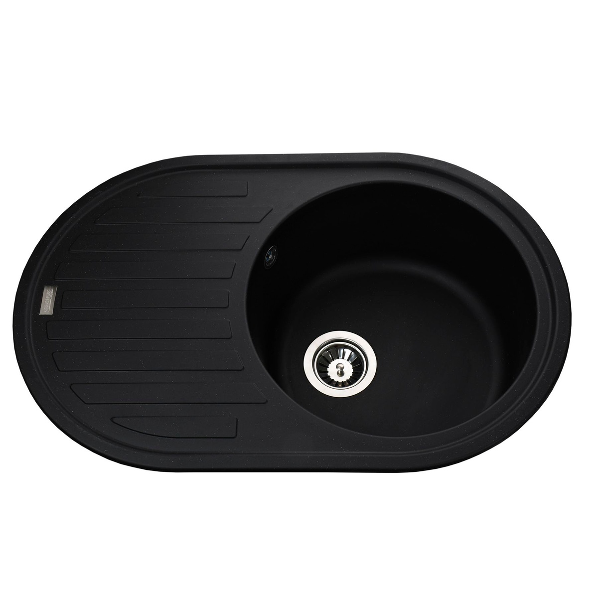Кухонна мийка гранітна овальна GLOBUS LUX OHARA 500мм x 770мм чорний без сифону 000021080