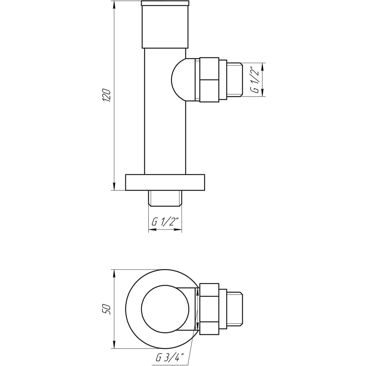 Кран кульовий побутовий SOLOMON LUX CHROM 7777 кутовий 1/2" зв-зв 000017504