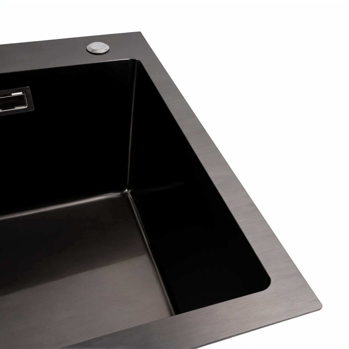 Мойка для кухни из нержавеющей стали прямоугольная PLATINUM Handmade PVD HSB 650x450x230мм матовая 1мм черная с сифоном PLS-A37021