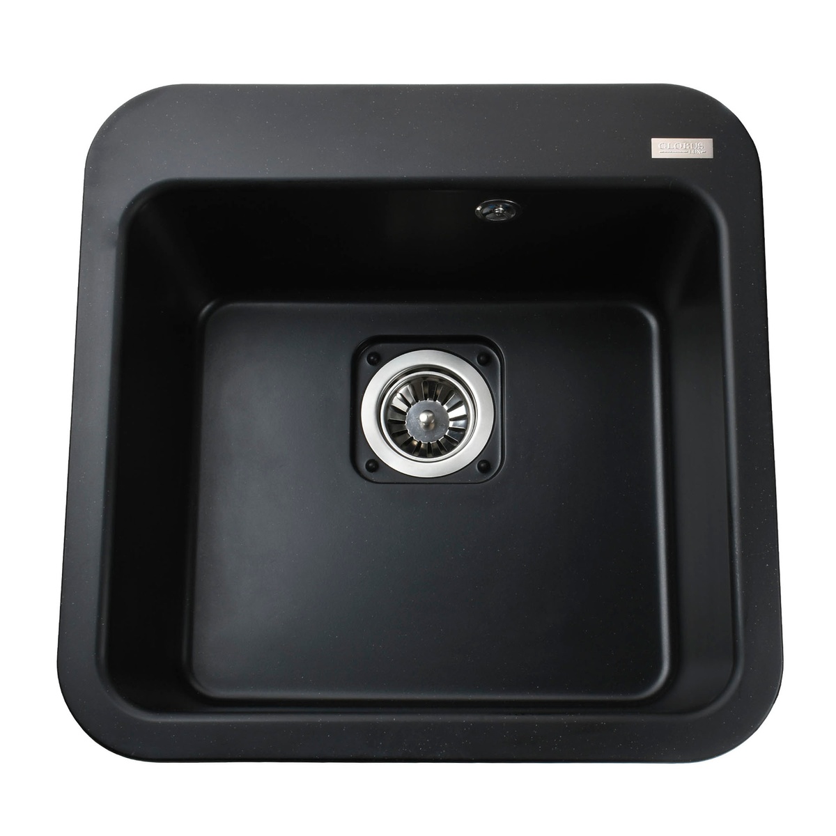 Мийка для кухні гранітна квадратна GLOBUS LUX BARBORA 510x510x190мм без сифону чорна 000007954