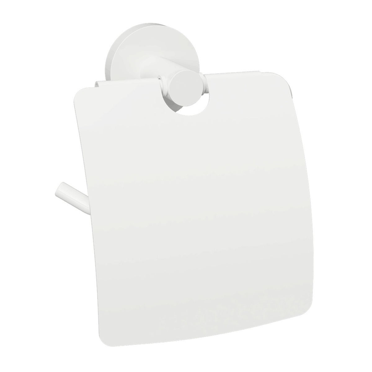 Тримач для туалетного паперу із кришкою BEMETA White округлий металевий білий 104112014