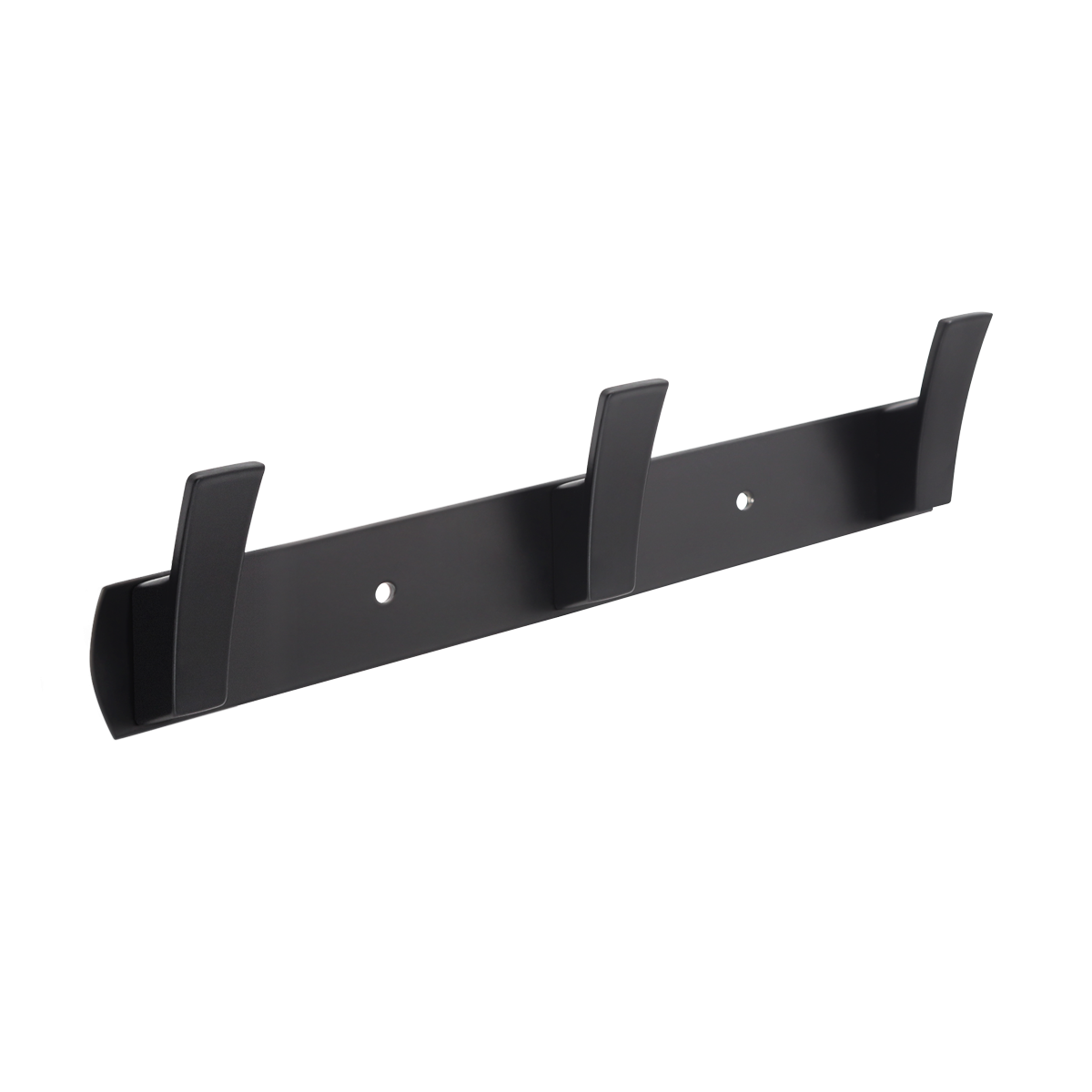 Тримач з гачками для рушників MVM 255мм потрійний прямокутний металевий чорний HA-02/3 BLACK