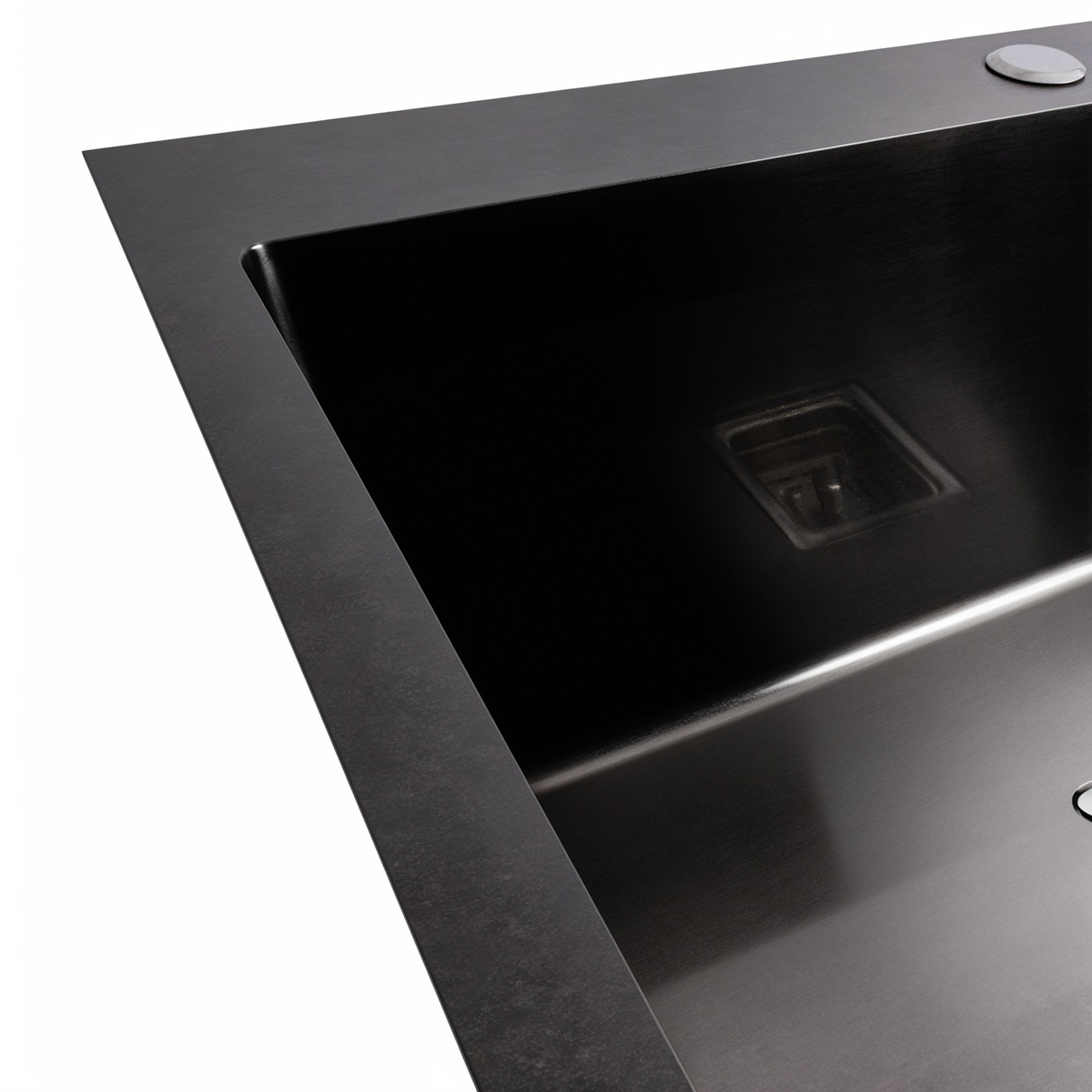 Мийка для кухні із нержавіючої сталі прямокутна PLATINUM Handmade PVD HSB 650x450x230мм матова 1мм чорна із сифоном PLS-A37021