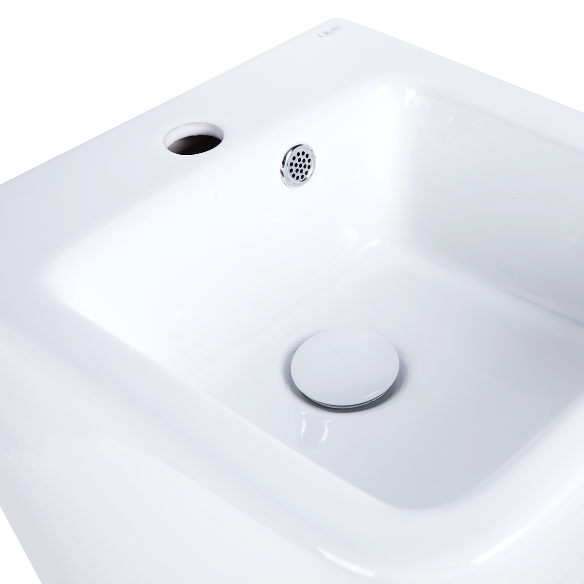 Умивальник підвісний для ванної 370мм x 390мм Q-TAP Tern білий прямокутна QT1711G808W