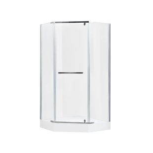 Кабина для душа LIDZ пятиугольная c поддоном Dozorca 90x90x206см прозрачный витраж 6мм профиль хром LDSC9090CRMLOWTR2SET