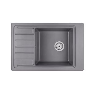 Мийка для кухні Q-TAP гранітна CS 7751 760x500мм прямокутна врізна із сифоном сіра QTCS7751GRE