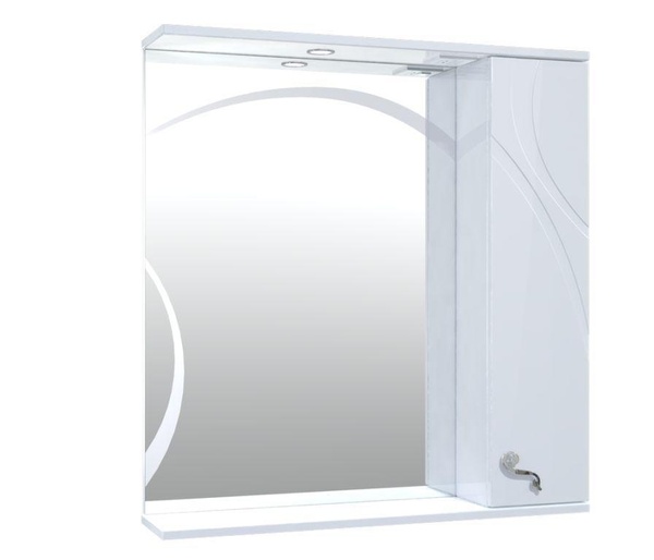 Шкафчик подвесной с зеркалом в ванную AQUARIUS RONDA 80x85x17см c подсветкой с полочкой белый AQ-U1113070146