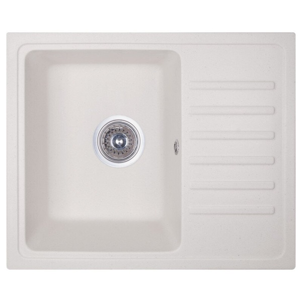 Кухонна мийка композитна прямокутна COSH 550мм x 450мм білий із сифоном COSH5546K203