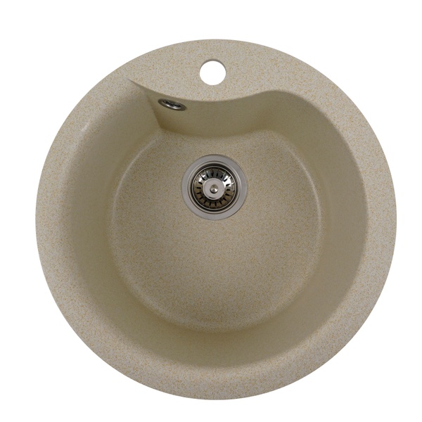 Мийка для кухні гранітна кругла PLATINUM 480 TURAS 480x480x220мм без сифону бежева PLS-A25042