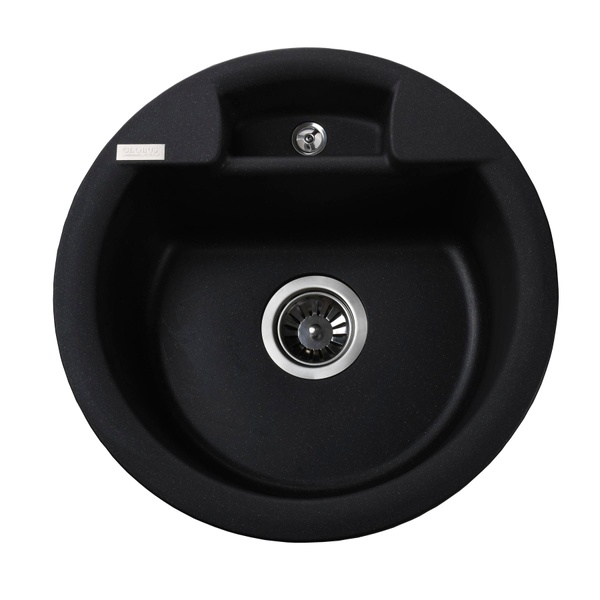 Мойка на кухню керамическая круглая GLOBUS LUX GURON 480мм x 480мм черный без сифона 000022380