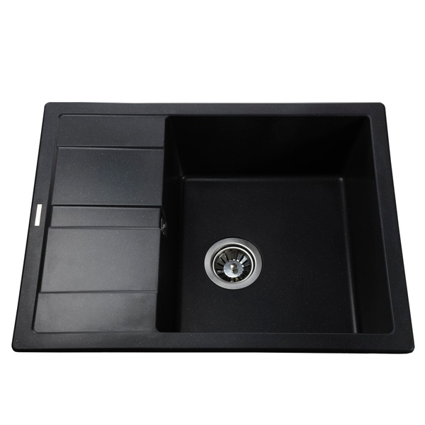Мийка на кухню гранітна прямокутна GLOBUS LUX ONE 500мм x 650мм чорний без сифону 000021069