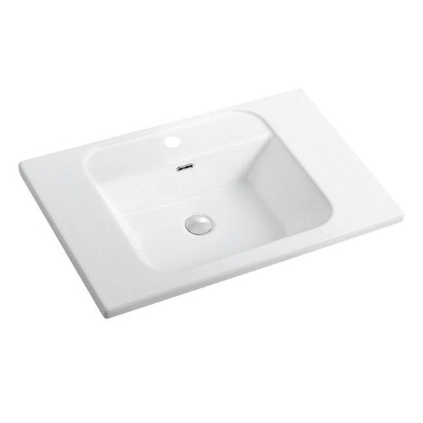 Умивальник врізний для ванної на стільницю 800мм x 500мм VOLLE білий прямокутна 13-01-728