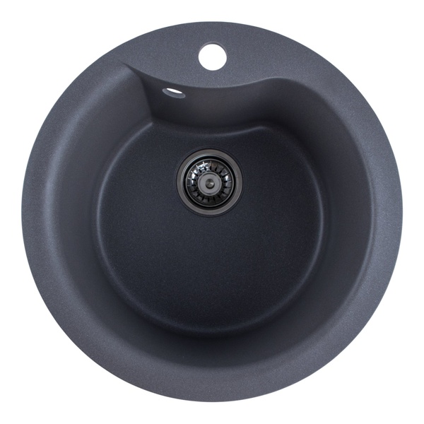 Мийка для кухні гранітна кругла PLATINUM 480 TURAS 480x480x220мм без сифону сіра PLS-A25046