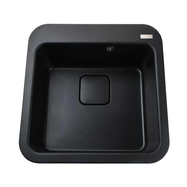 Мийка для кухні гранітна квадратна GLOBUS LUX BARBORA 510x510x190мм без сифону чорна 000007954