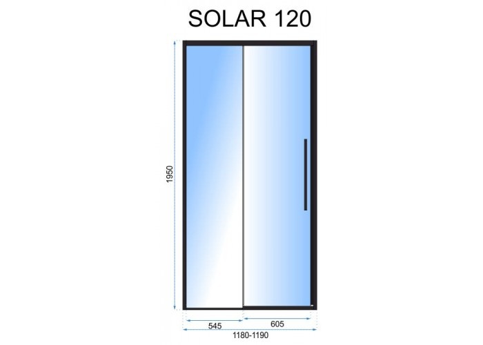 Дверь стеклянная для душевой ниши универсальная раздвижная двухсекционная REA SOLAR BLACK 195x120см прозрачное стекло 6мм профиль черный REA-K6312