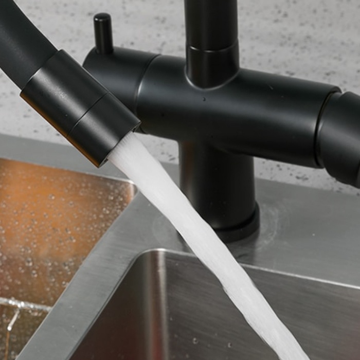 Змішувач для кухні із краном для фільтрованої води GAPPO чорний латунь G4398-36