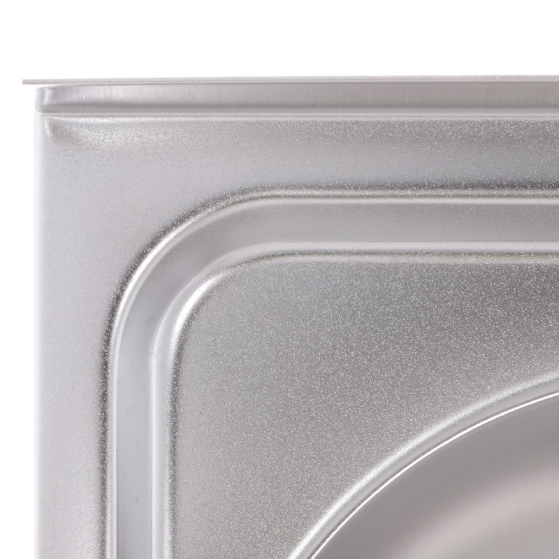 Мийка для кухні із нержавіючої сталі прямокутна накладна ZERIX Z8050D-08-180E 800x500x180мм матова 0.8мм на дві чаші із сифоном ZM0569
