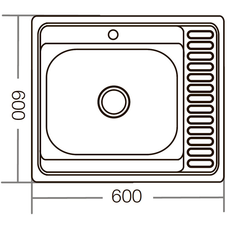 Мойка для кухни из нержавеющей стали квадратная накладная ZERIX Z6060R-06-160E 600x600x160мм матовая 0.6мм с сифоном ZM0577