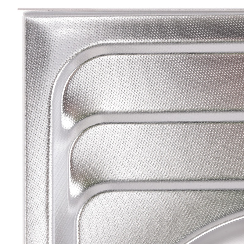 Мийка для кухні із нержавіючої сталі прямокутна накладна ZERIX Z8060B-08-180MD DOUBLE 800x600x180мм мікротекстура 0.8мм на дві чаші із сифоном ZS0611