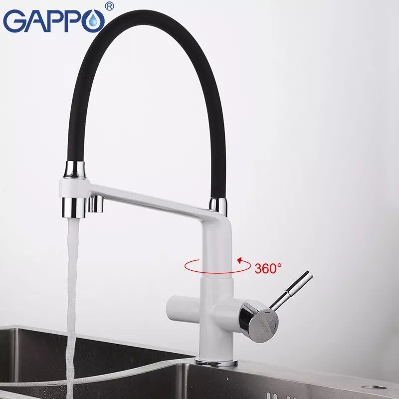 Cмеситель для кухни с краном для фильтрованной воды GAPPO белый латунь G4398-9
