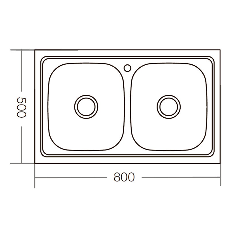 Мойка для кухни ZERIX из нержавеющей стали Z8050D-08-180E 800x500мм прямоугольная накладная матовая 0.8мм на две чаши с сифоном ZM0569