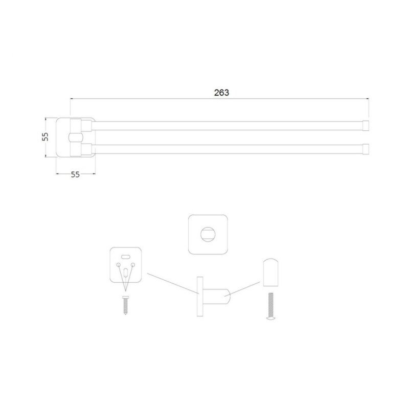 Вішалка для рушників із ріжками подвійний COSH 81 хром метал COSHCRMS816042