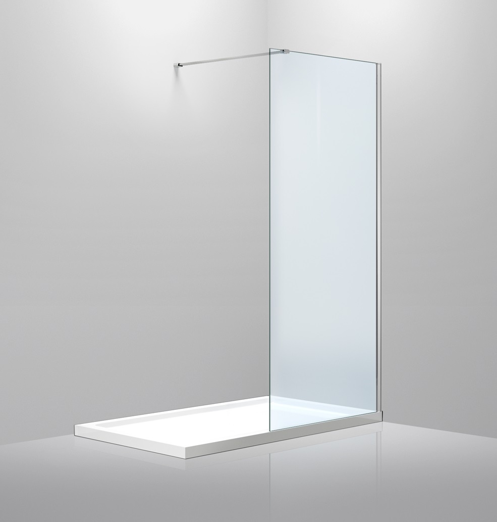 Перегородка стеклянная для душ кабины с держателем 90см x 190см VOLLE Walk-In стекло прозрачное 8мм 18-08-90+01-01+05D-100