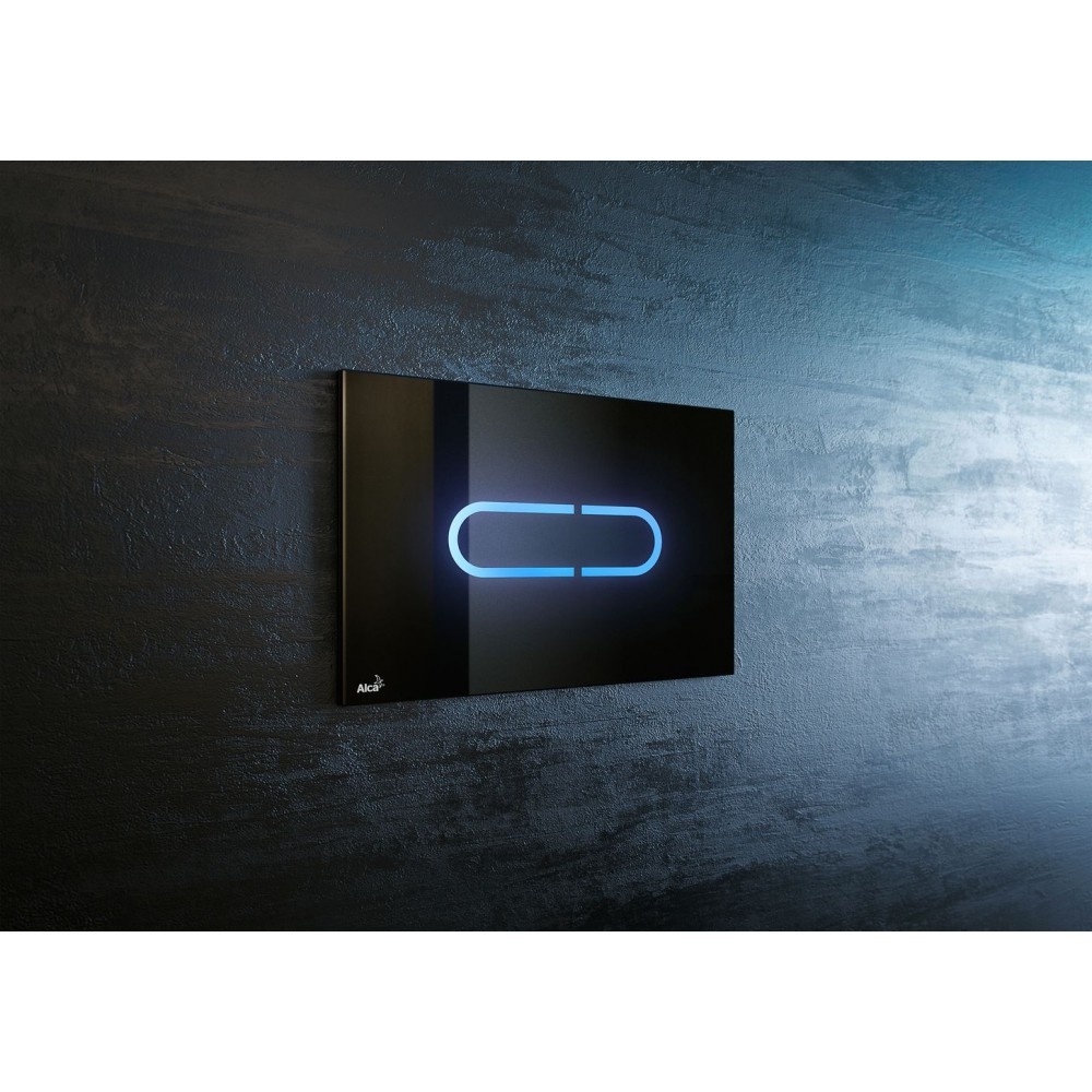 Кнопка слива для инсталляции сенсорная ALCAPLAST стекляная двойная глянцевая чорная NIGHT LIGHT-1