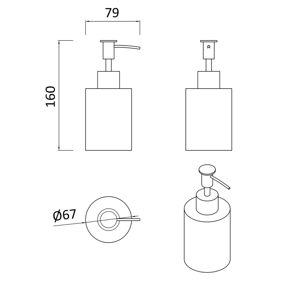Дозатор для жидкого мыла ROZZY JENORI LUBLIN настольный на 325мл округлый из нержавеющей стали сатин RJAC023-02SS