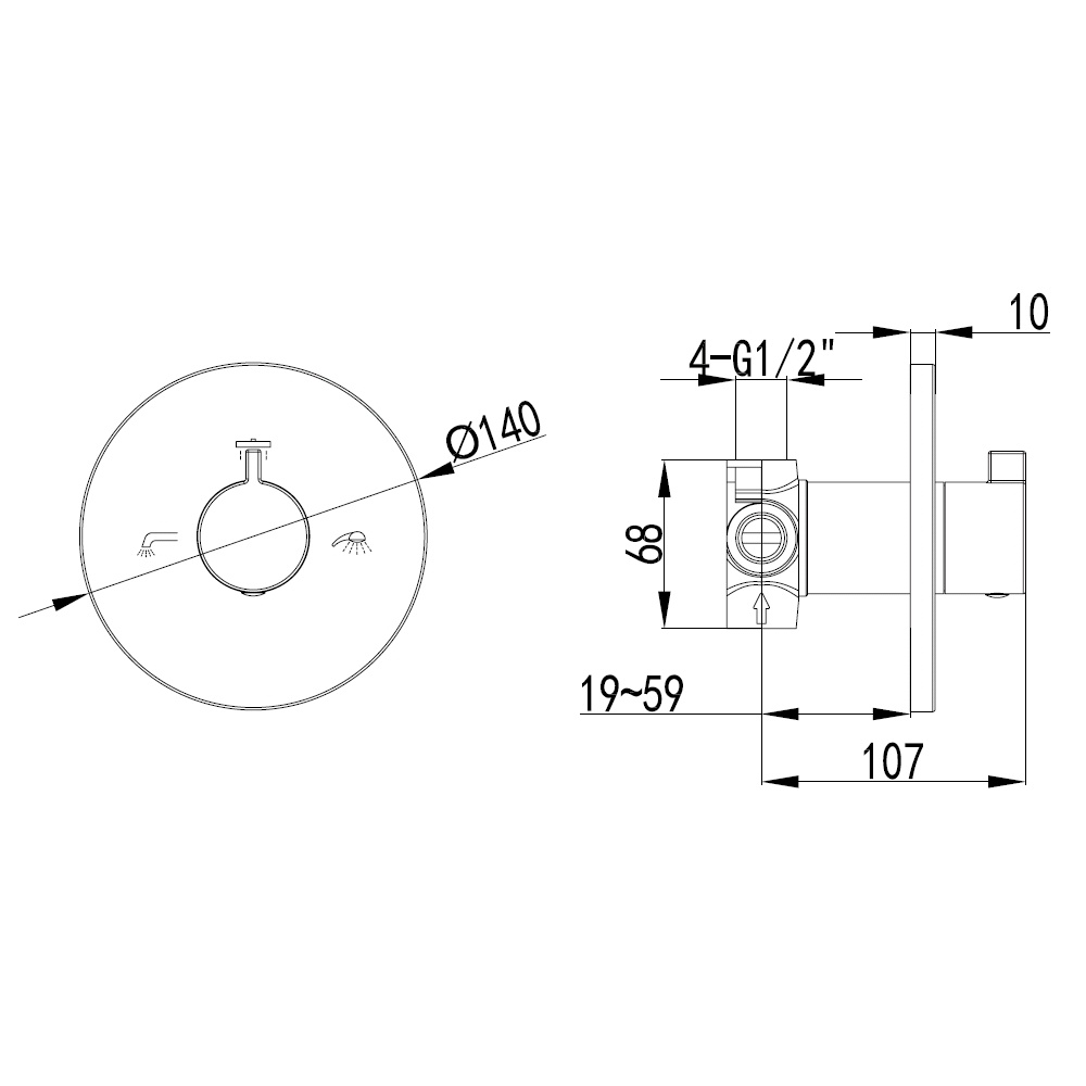 Переключающий вентиль встроенный IMPRESE хром VR-151031