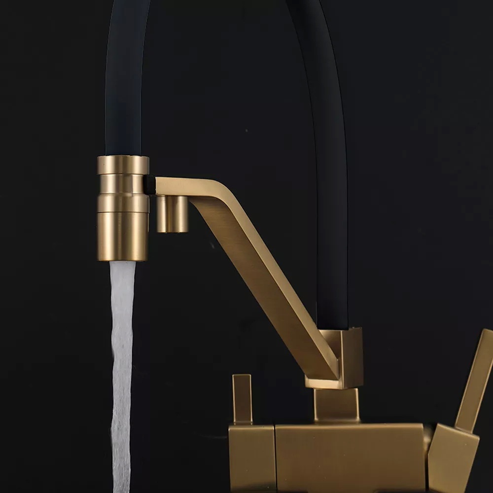 Змішувач для кухні із краном для фільтрованої води GAPPO золотий латунь G4395-63