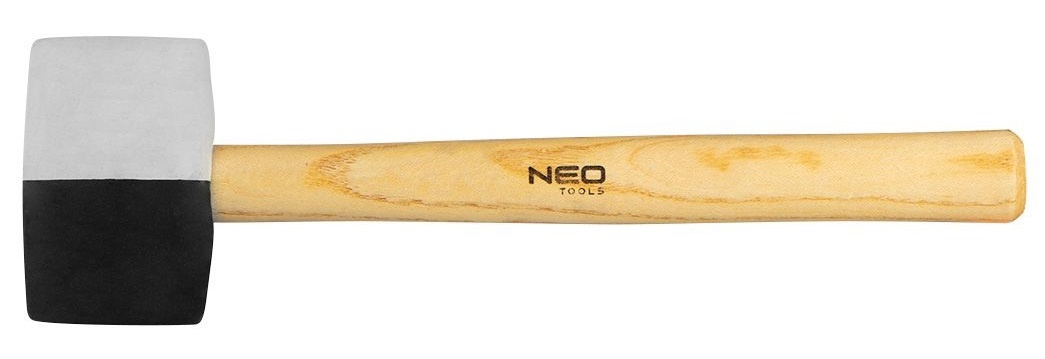 Киянка гумова Neo Tools, 450г, 58мм, рукоятка дерев'яна, чорно-білий