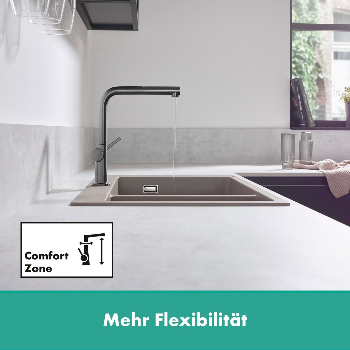 Cмеситель для кухни с выдвижной лейкой HANSGROHE Talis M54&sBox сатин латунь 72809340