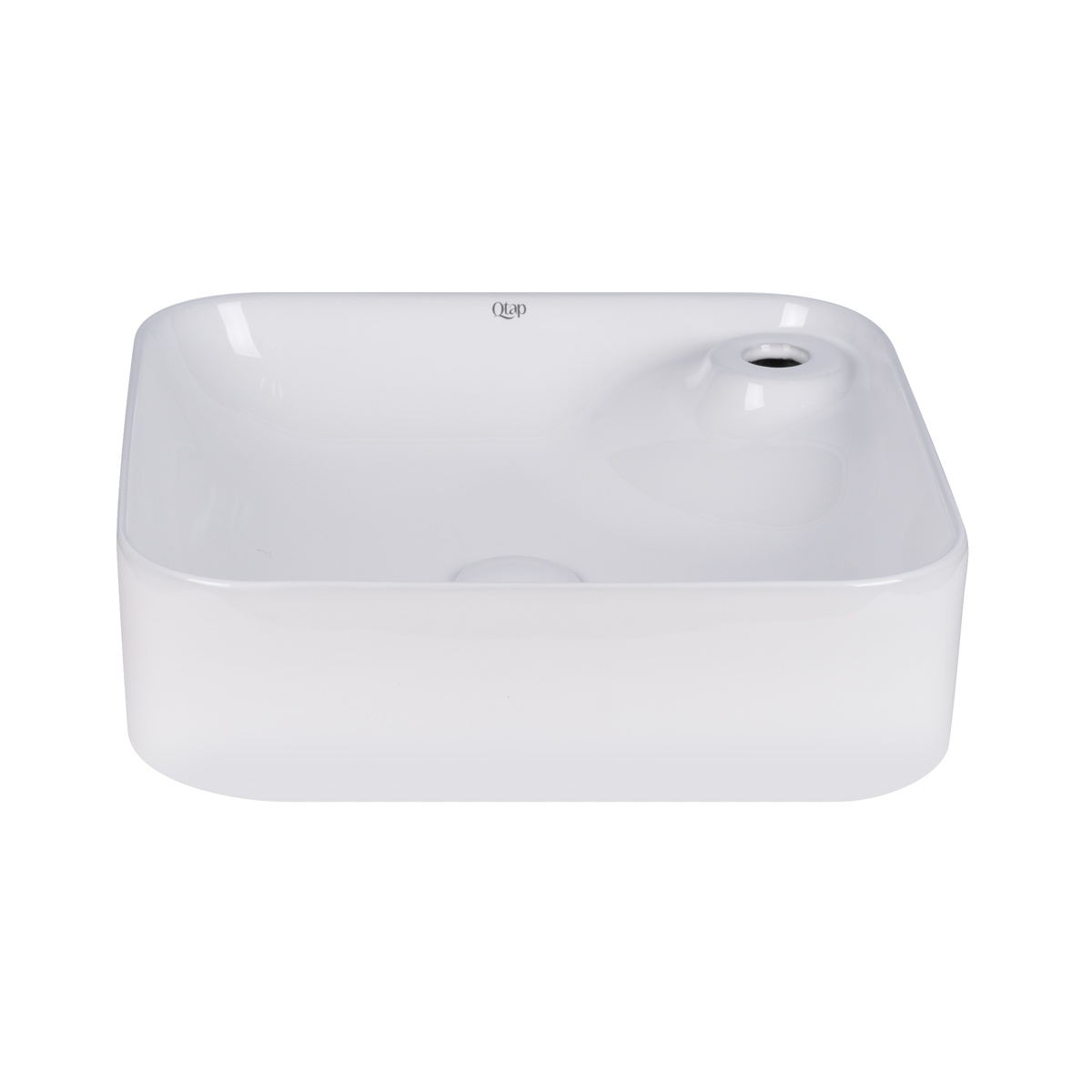 Раковина накладная на столешницу для ванной 430мм x 430мм Q-TAP Stork белый квадратная QT15112194W