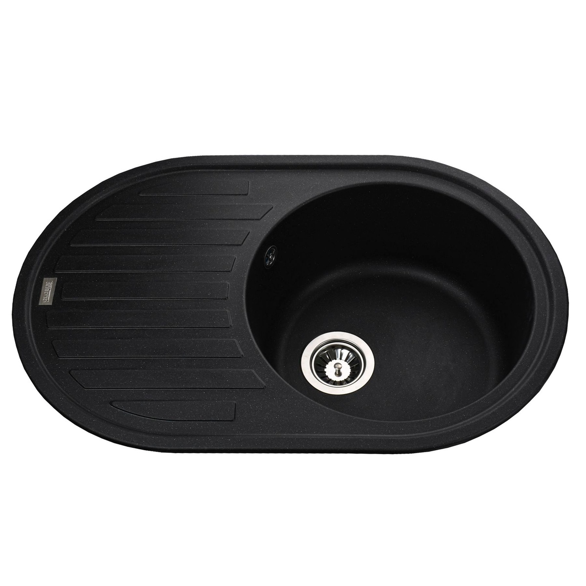 Кухонна мийка гранітна овальна GLOBUS LUX OHARA 500мм x 770мм чорний без сифону 000021081